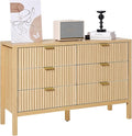 VEVOR Fluted Dresser with 6 Drawer, Modern Closet Dresser TV Stand, Boho Wood by VEVOR