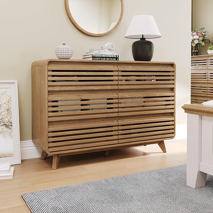 3 Piece Bedroom Set, Dresser and Nightstand Sets, Fluted 6 Drawer Dresser and - Image 5