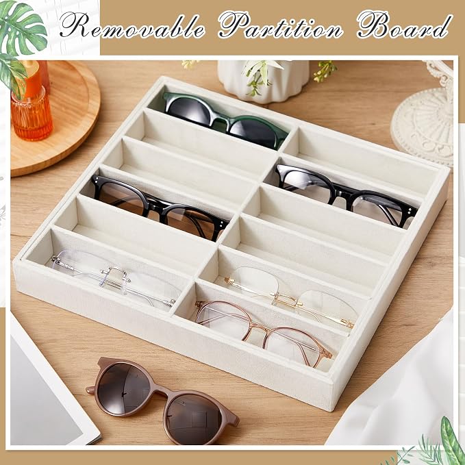 Amylove 2 Pcs Sunglass Organizer Trays Glasses Stackable Jewelry Trays Sunglass - Image 6