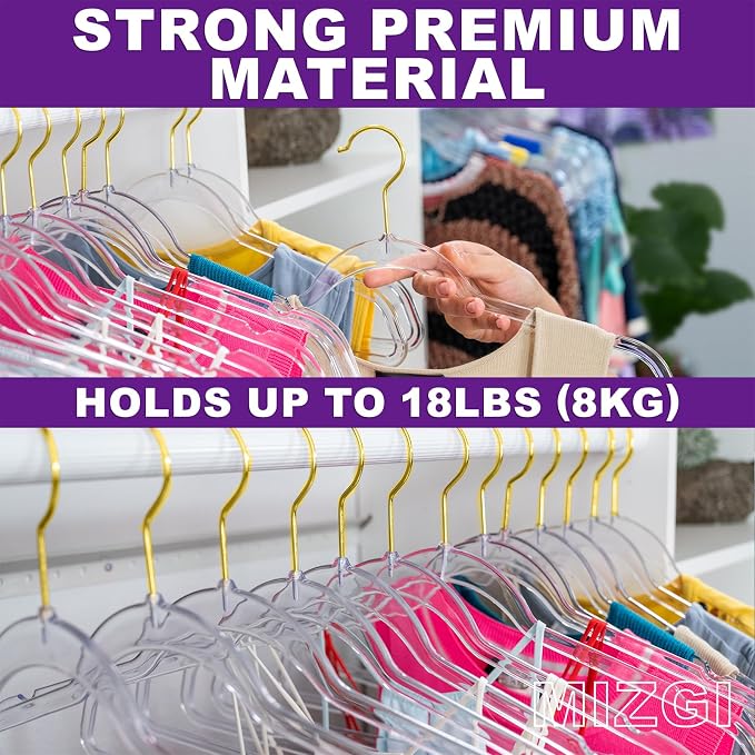 Premium Clear Invisible Acrylic Hangers, 20 Pack Ultra Slim & Space Saving Suit - Image 3