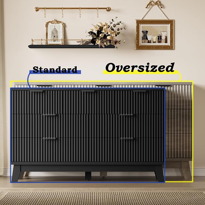 Fluted 7 Drawer Dresser, 47.2" Wide Modern Boho Chest of Drawers, Wooden - Image 3