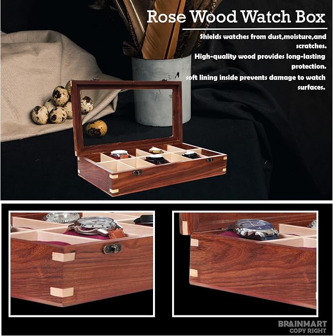 Wooden Watch Box for Men & Women, Watch Organizer & Display Case, Premium - Image 3