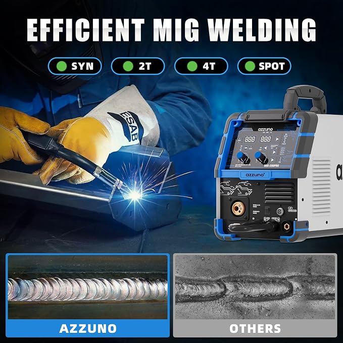 AZZUNO MIG Welder 110V/220V, 200A 8 in 1 Welder Machine Flux Core MIG/Gas - Image 5