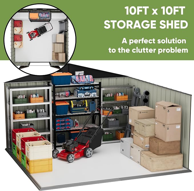 Patiowell 10 x 10 FT Outdoor Storage Shed, Metal Yard Shed - Image 6
