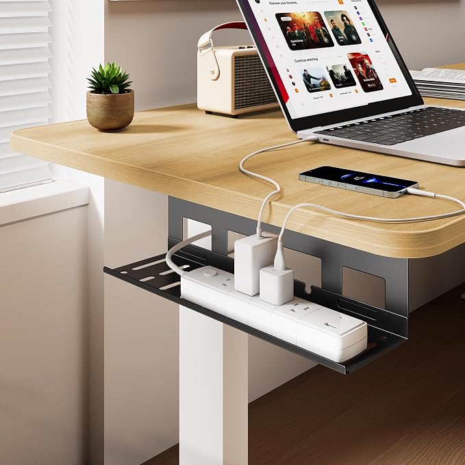 Under Desk Cable Management Tray, 15.7 Inches Metal Cord Organizer Rack - Image 2