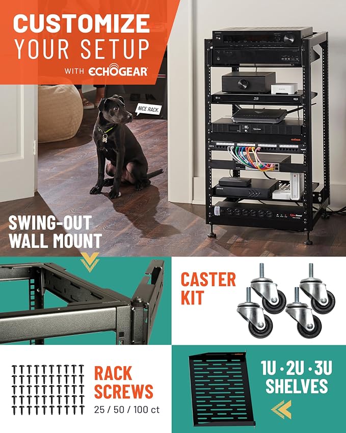 ECHOGEAR 20U Open Frame Rack for Servers & AV Gear - Image 7