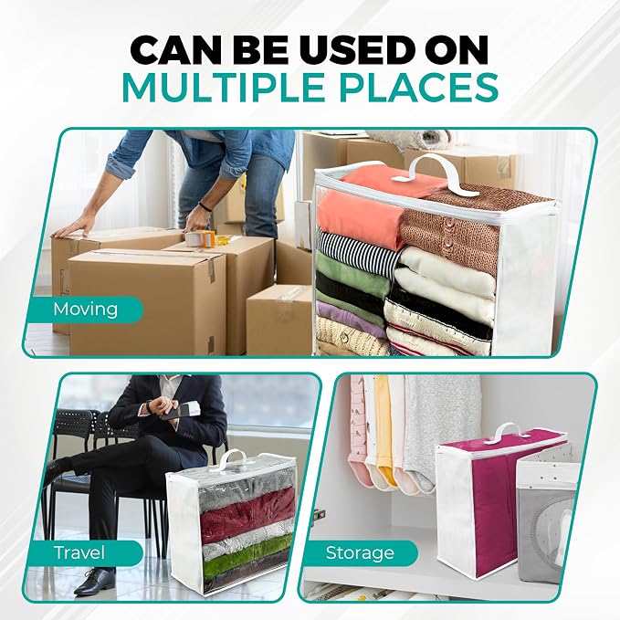 3 Pack Clear Plastic Storage Bags, Durable Zippered Storage Bags - Image 7