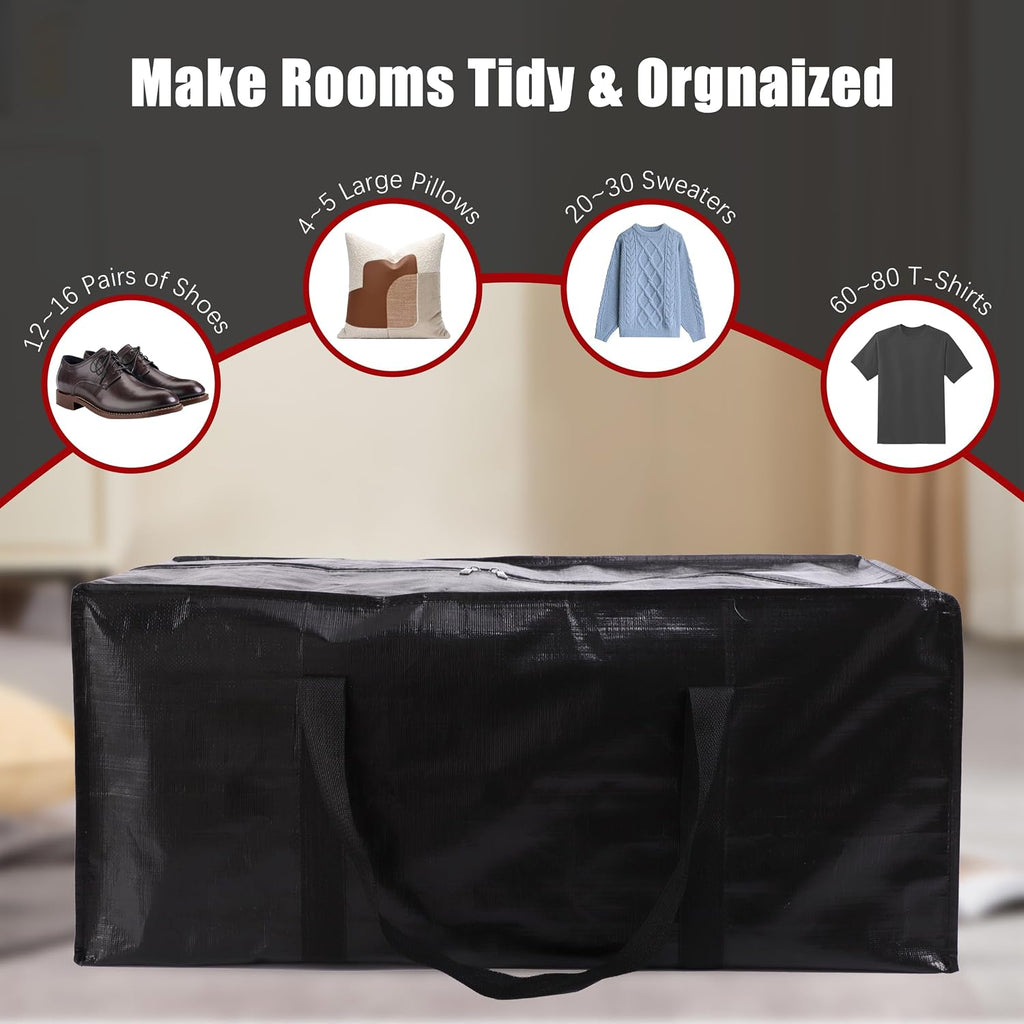 Extra Large Moving Bags with Zippers & Carrying Handles, Heavy-Duty