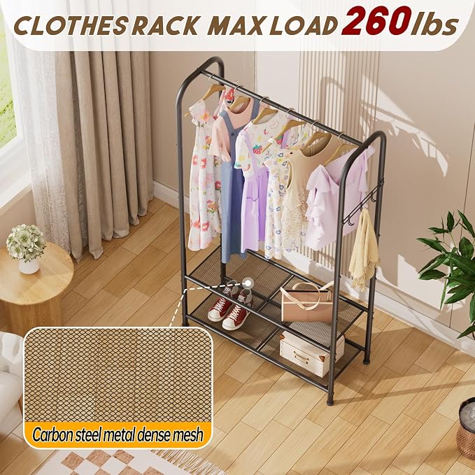 Clothes Garment Coat Rack Drying Clothing Racks Metal Freestanding - Image 3