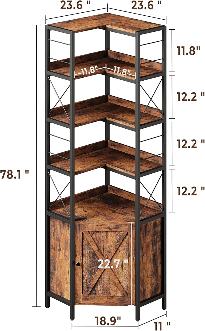 IRONCK Bookshelves 5 Tiers, Corner Bookshelf - Image 3