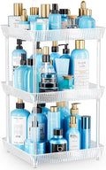 3 Tier Lazy Susan Bathroom Countertop Organizer, 360° Clear Rotating Square by Acina