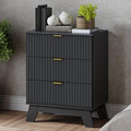 Fluted 3 Drawer Dresser, 30.3" Tall Compact Modern Boho Chest of Drawers by BORNOON