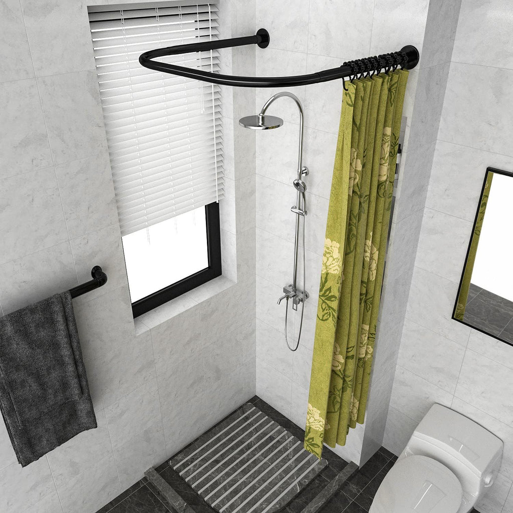 U Shower Curtain Rod Adjustable Stainless Steel U Shaped Rack Drill