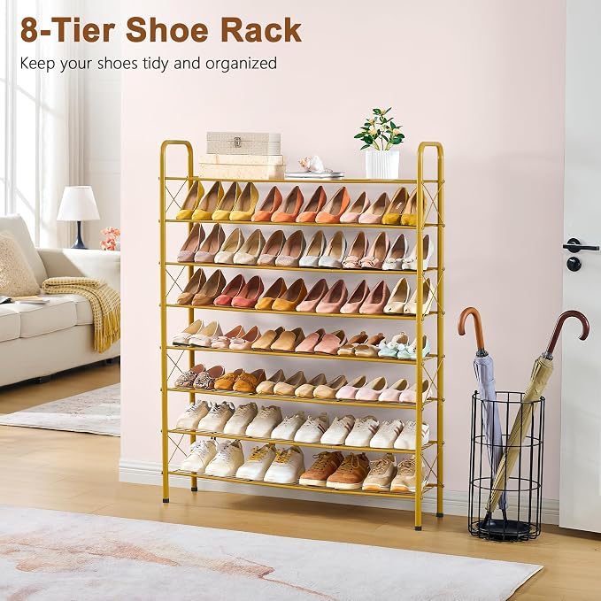 Hoctieon 8 Tier Shoe Rack for Closet, Durable Mesh Style Shoe Rack, Entryway - Image 4