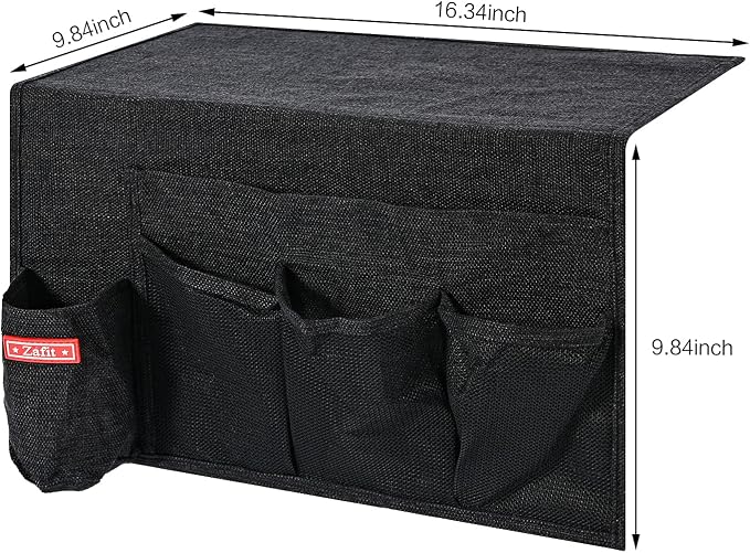 Linen 5 Pockets Bedside Caddy, Bedside Storage Organizer - Image 3