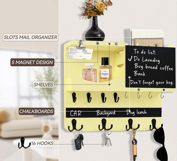 Key Holder for Wall Mount, Farmhouse Mail and Key Holder for Wall Hanger - Image 4