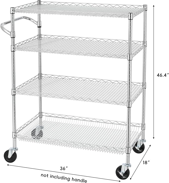 Finnhomy 4 Tier Heavy Duty Commercial Grade Rolling Cart - Image 3