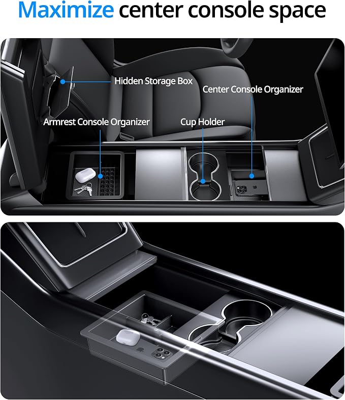UBeesize Tesla Model Y Juniper Accessories, Center Console Organizer Tray - Image 2