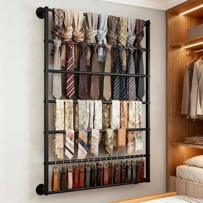 Wall Mounted Display Rack, 7-Layer Wrapping Paper Ribbon Organizer Scarves Tie - Image 6