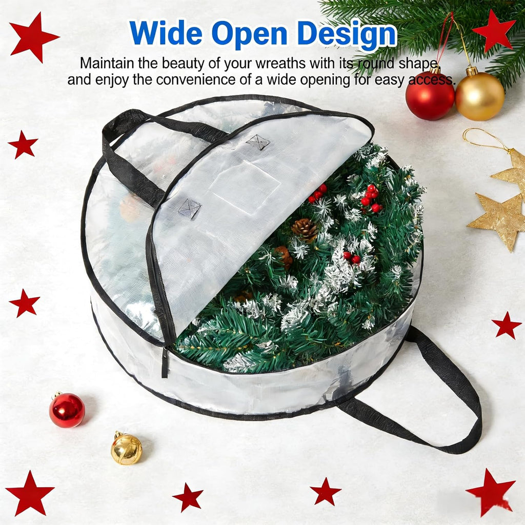 2 Pack 24 Inch Clear Wreath Storage Bags & Garland Organizers