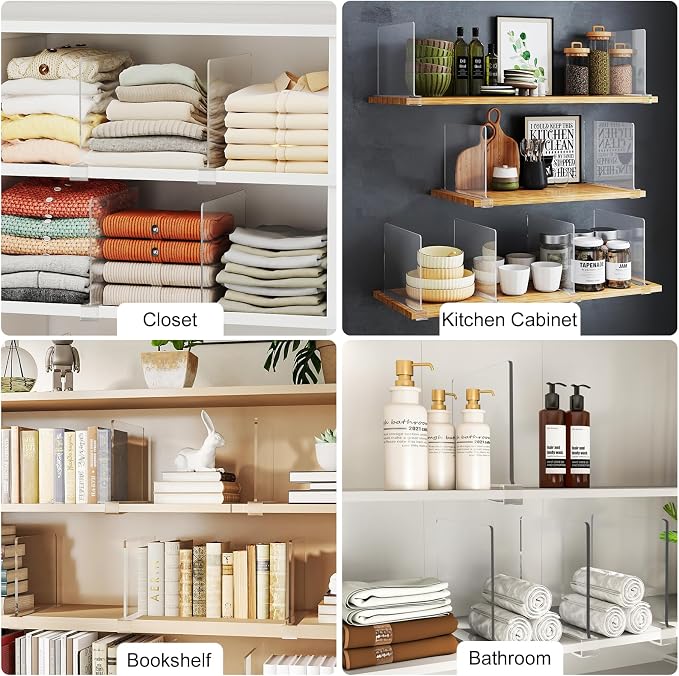 Purse Organizer for Closet Shelf Dividers: 8-Pack Adjustable Clear Acrylic Bag - Image 8