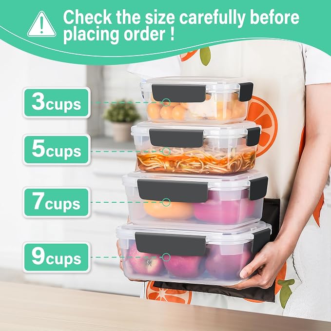 YORY 5 cup Plastic Food Storage Containers - Image 3