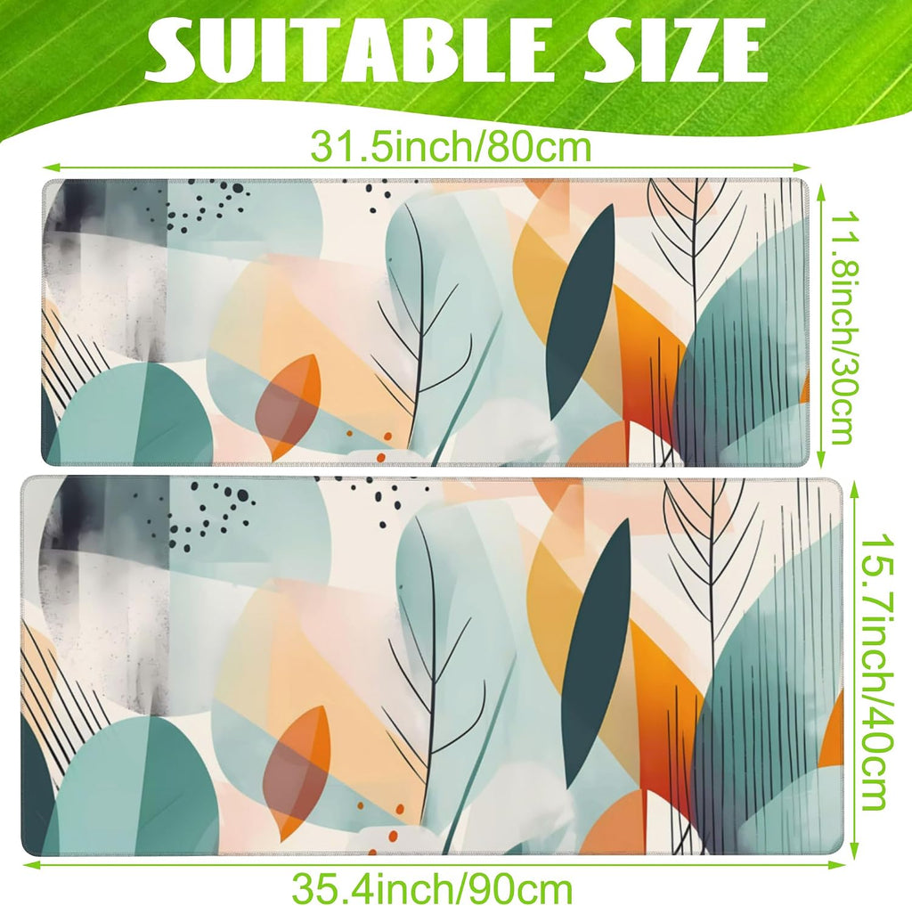 Desk Pad,Abstract Colorful Leaves Desk Mat,Abstract Line Art Large