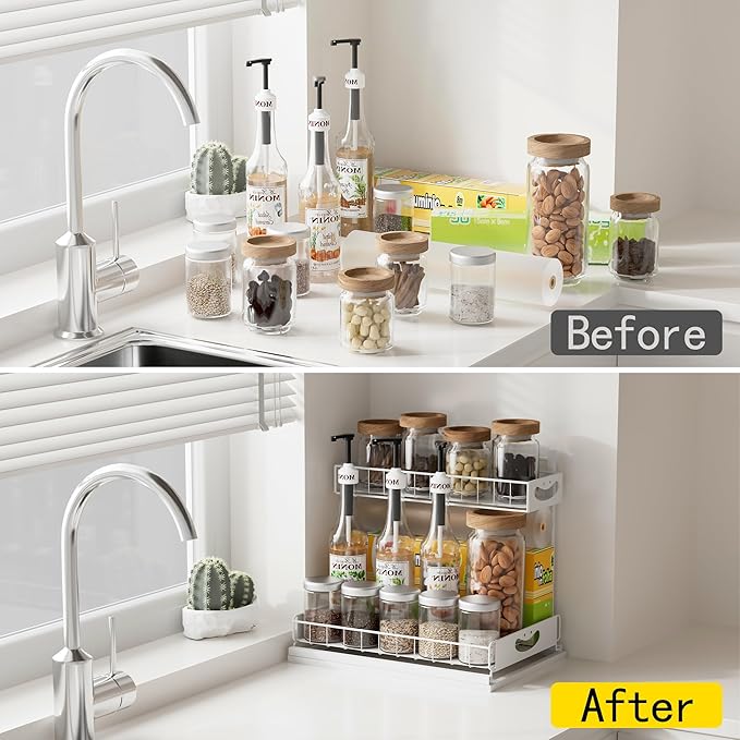 Under Sink Organizer with Pull-Out Drawers, Kitchen Sink Organizer, 2 Tier - Image 7