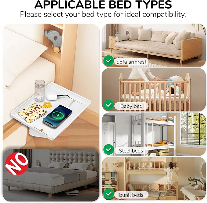Bedside Shelf for Bunk Beds & Top Bunk, Clip On Nightstand - Image 4