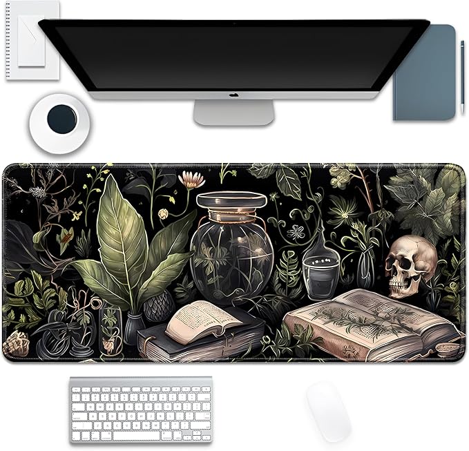 Dark Academia Witchcraft Mouse Pad, Extended Skull Magic Book Mousepad Desk Pad by Unknown