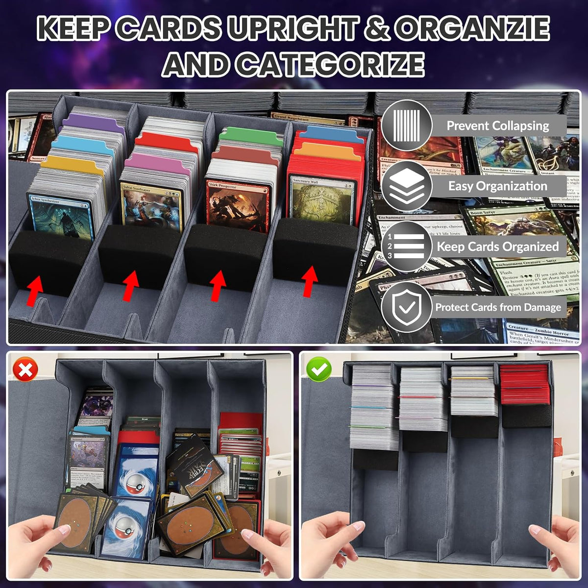 AOBOPLE 3200+ Trading Card Storage Box with Magnetic Closure, PU