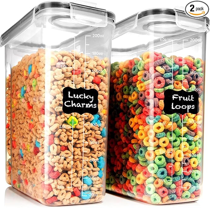 Shazo 2 Pack EXTRA Large Airtight Food Storage Cereal Containers by Shazo