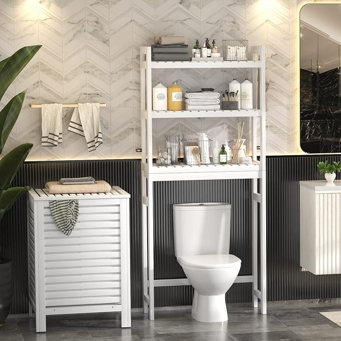 Homykic Over The Toilet Storage, Bamboo Over Toilet Bathroom Organizer Rack - Image 5