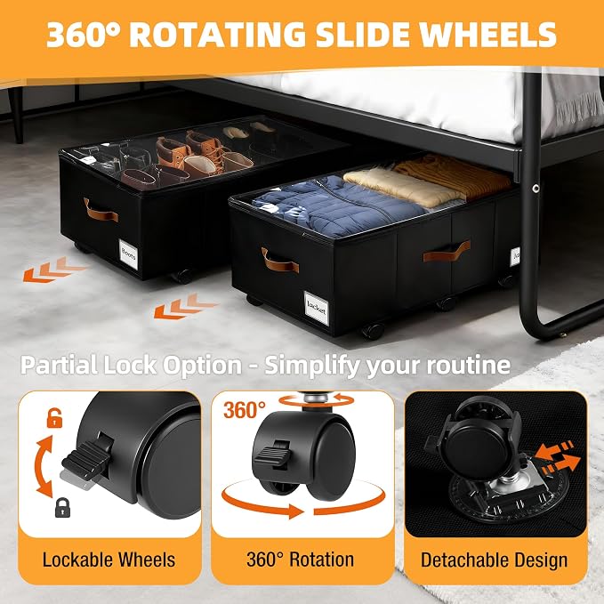 11 inch Under Bed Storage with Wheels, Foldable Under Bed Drawers - Image 4