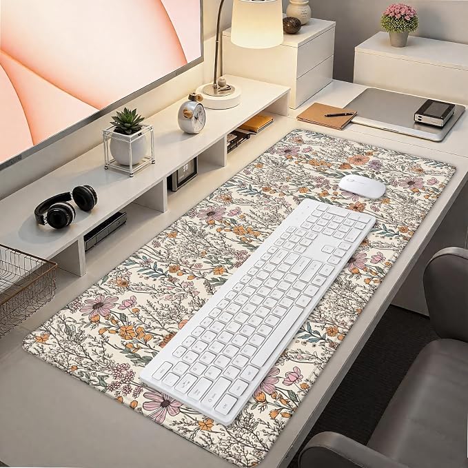 Vintage Rustic Wildflower Floral Large Mouse Pad 31.5x15.7inch, Retro - Image 7