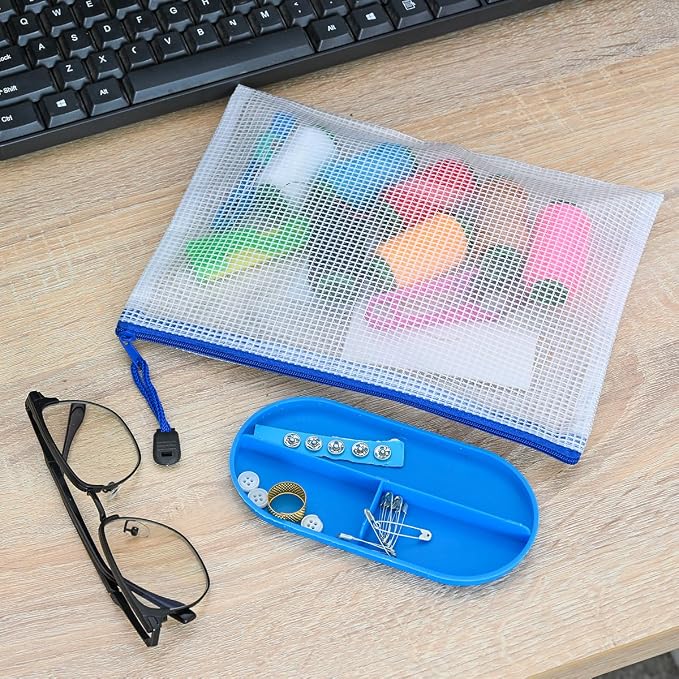 AUSTARK 20 Pcs Zipper File Bags, Plastic Mesh Pouch, Board Game Storage Bag - Image 4