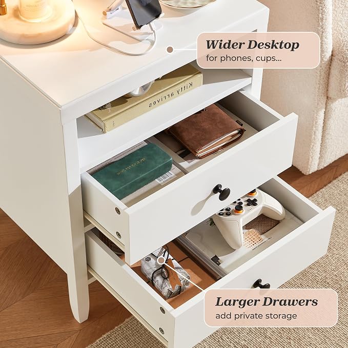 Huuger Nightstand with Charging Station, Bed Side Table - Image 6