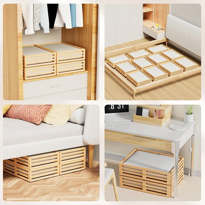 Wisuce Bamboo Under Bed Storage Containers- Underbed Organizer - Image 6