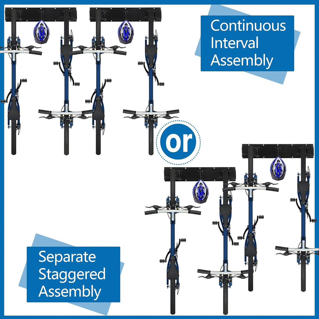 Sinoer 60.36in Vertical Wall Bike Rack Holds 6 Bikes 5 Helmet Hooks