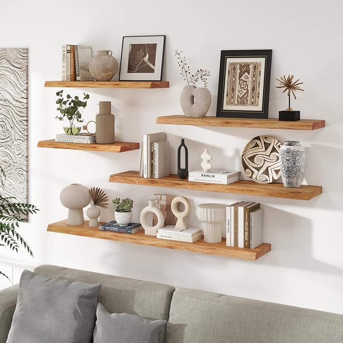 RICHFOCUS Live Edge Elm Floating Shelves - Image 2