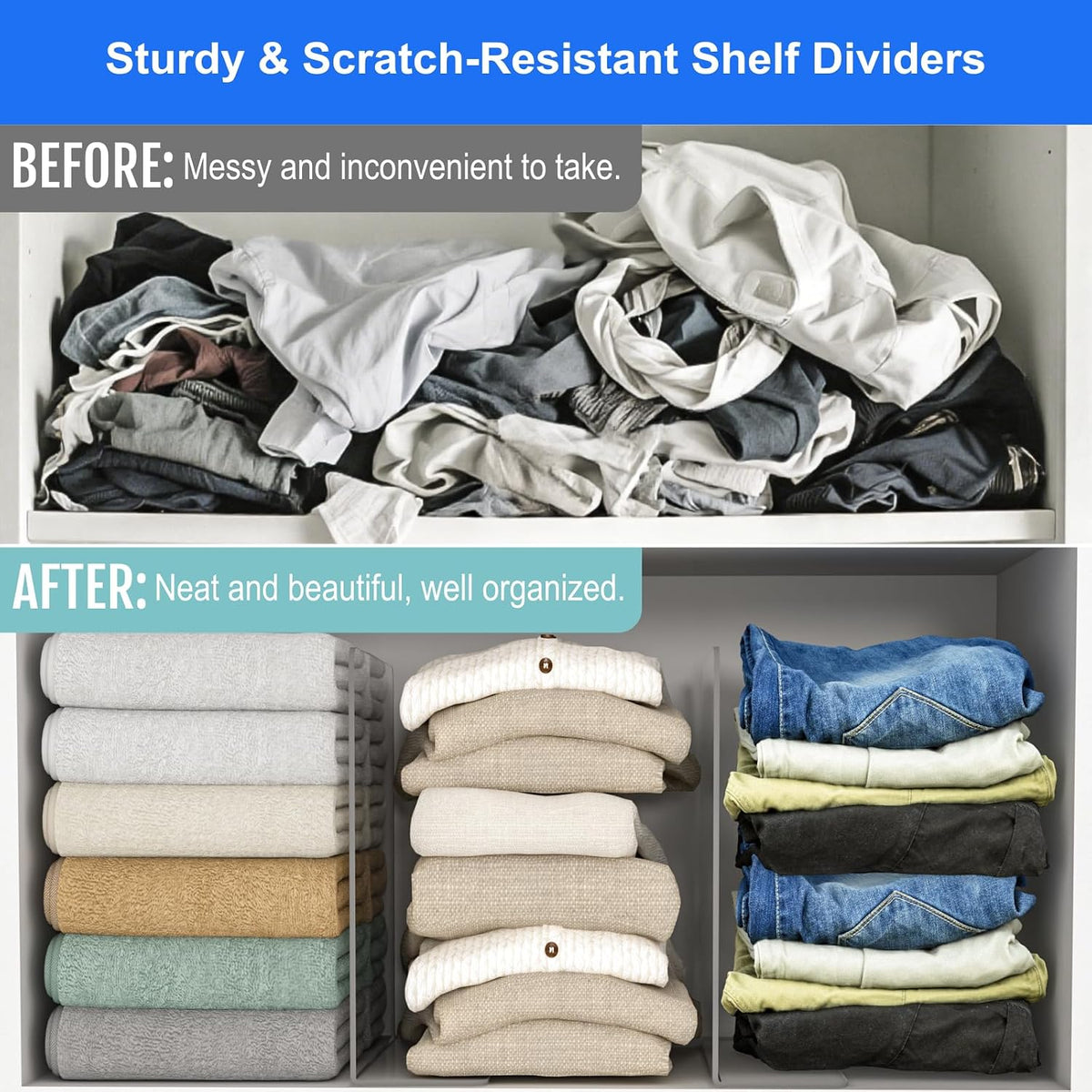 OKPOW Shelf Dividers Closet Organizer - 12" Tall X 11.8" Deep Acrylic