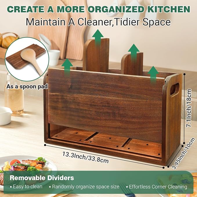Acacia Wood Utensil Holder Kitchen Utensil Holder - Image 2