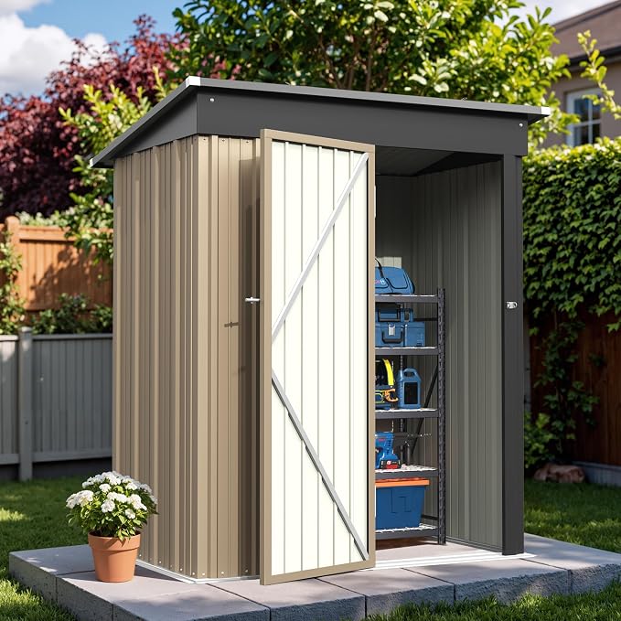 Greesum Outdoor Storage Shed 5 x 3 ft. Utility Tool Shed Metal Storage Garden by BuynowfromGreesum