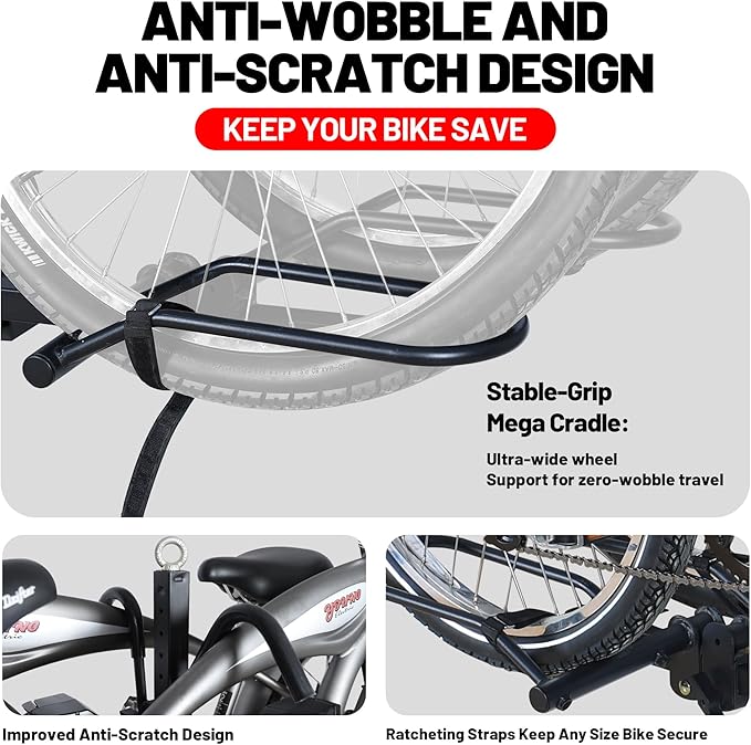 Young Bike Rack Hitch for Car - 200LB 2-Bike Rack Hitch Mount Platform Style - Image 4