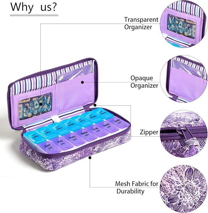 Weekly Pill Organizer 2 Times a Day, Zumd Pill Box 7 Day - Image 7
