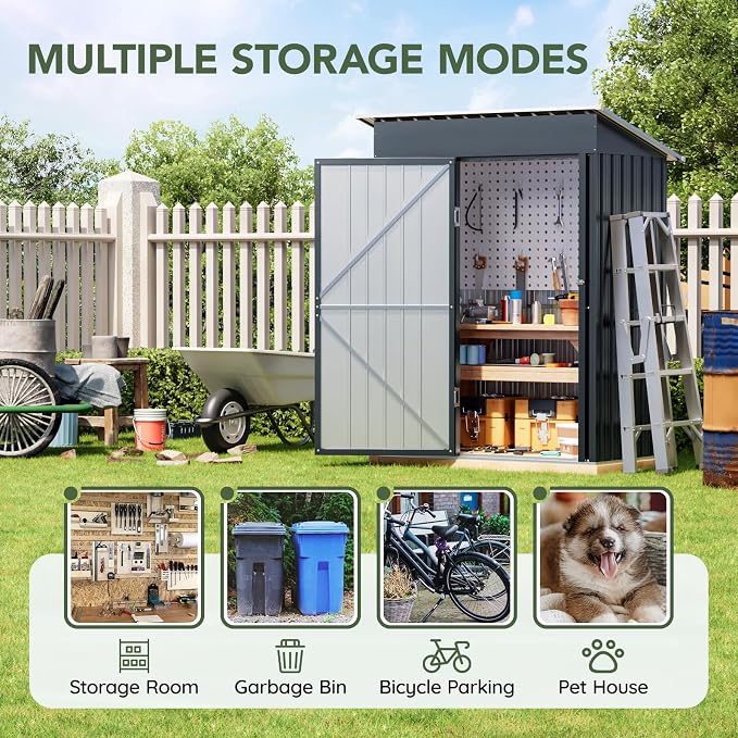 3x5 FT Outdoor Metal Storage Shed - Image 4