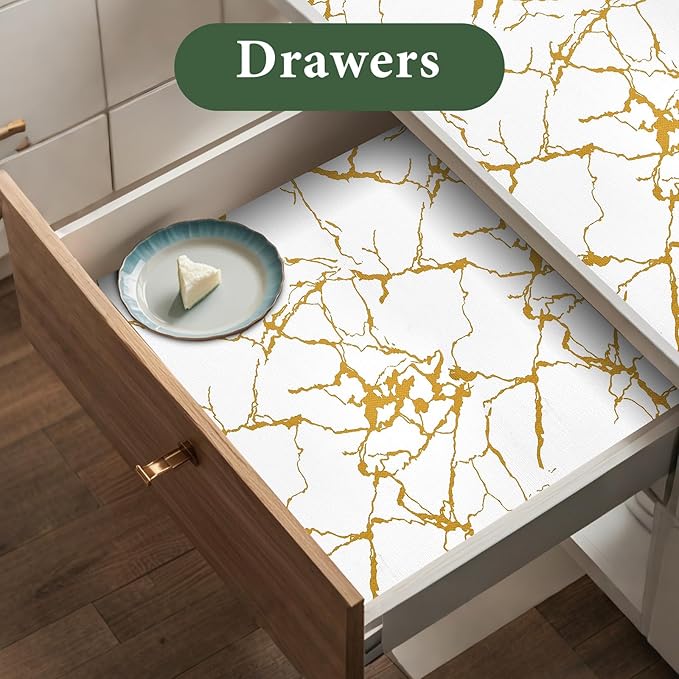 Drawer and Shelf Liner for Kitchen Cabinet Non Slip Waterproof Shelf Paper 17.5 - Image 3