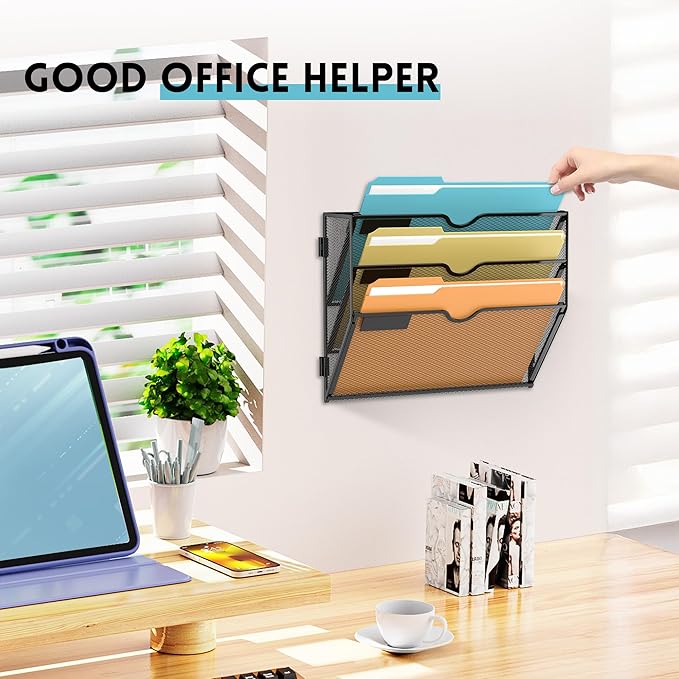 SUPEASY 3-Tier Wall File Organizer Mesh Office Mail Holder, Hanging Wall - Image 6