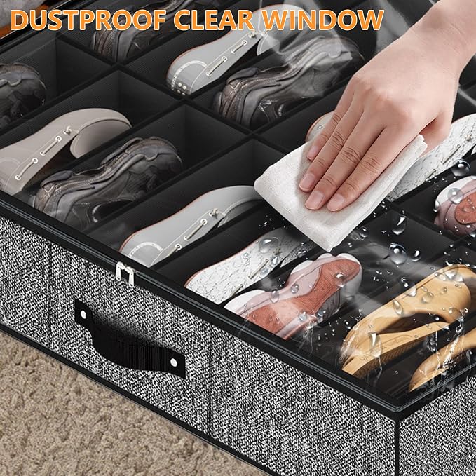 homyfort 32 Pairs Shoe Organizer Under Bed, Underbed Shoe Storage Boxes Bins - Image 4