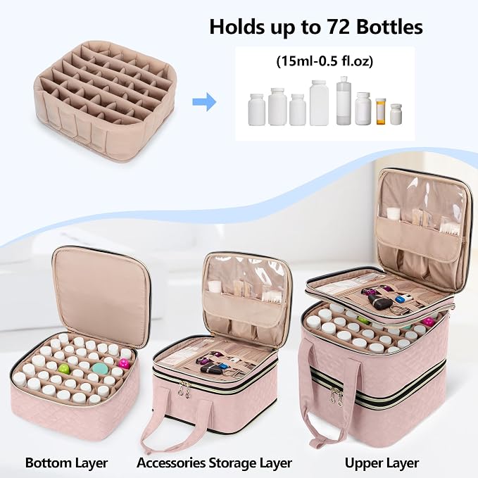 Yarwo Pill Bottle Organizer Storage Bag, 3 Layers Medicine Travel Case Empty - Image 2